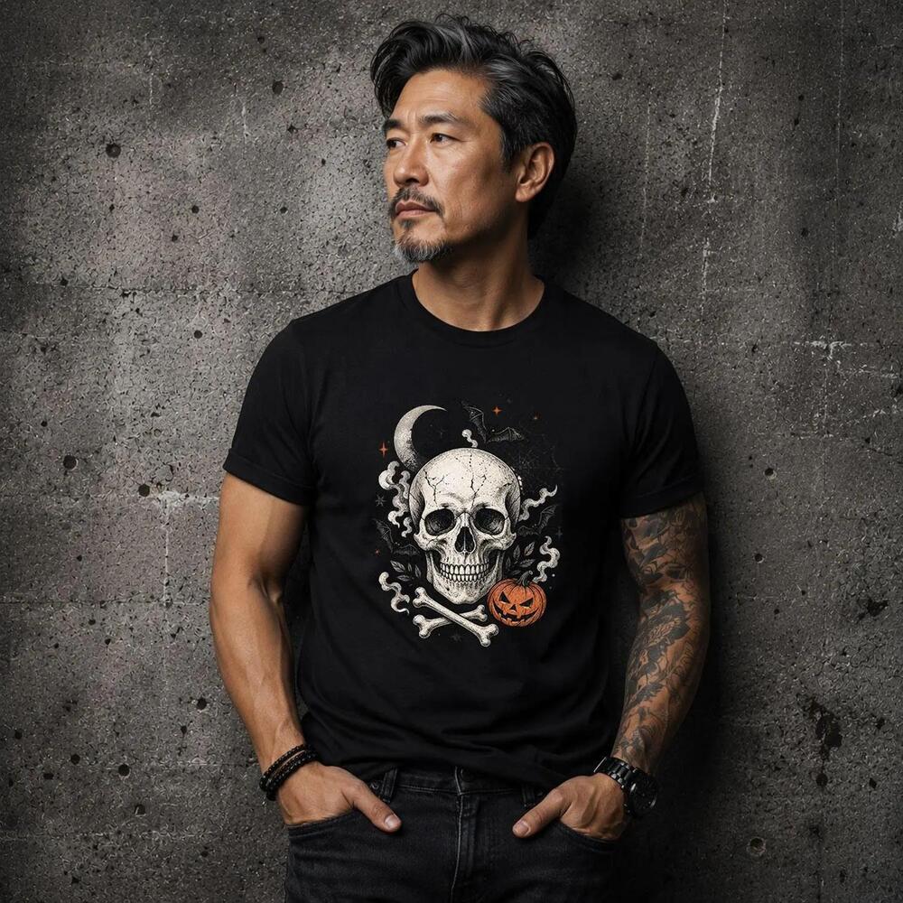 Punk Grunge Skull Shirt, MenS Halloween T-Shirt, Tattoo